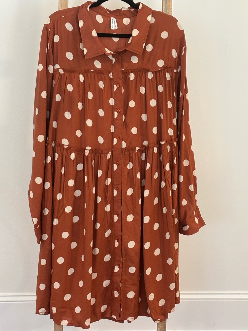 NWT Live 4 Truth Rust Polka Dot Button-Front Dress 3X